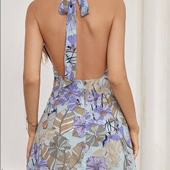 CUPSHE Cotton Print Halter Side Zipper Dress XL - Picture 2 of 5